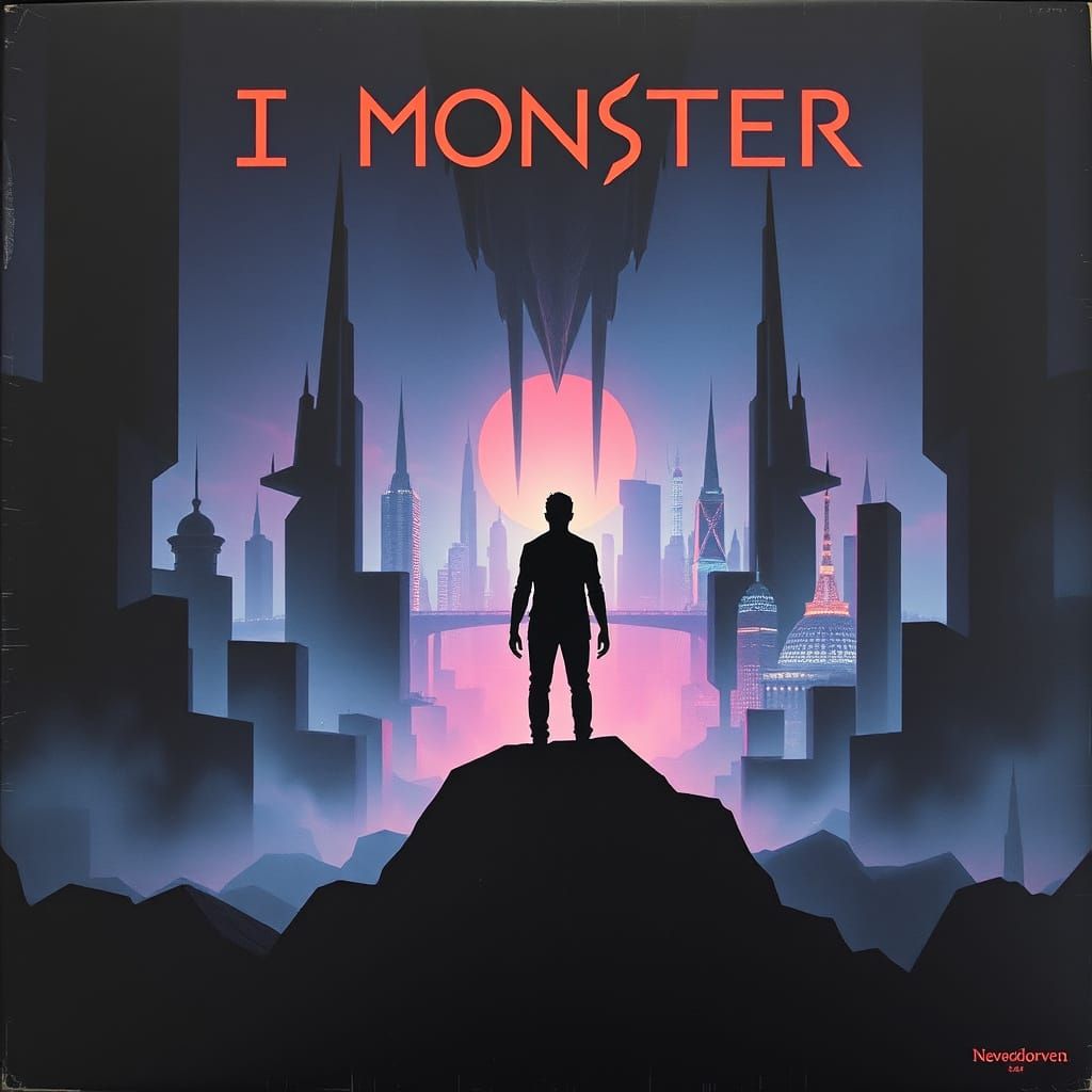 Surreal Dystopian Landscape on I Monster Vinyl Cover