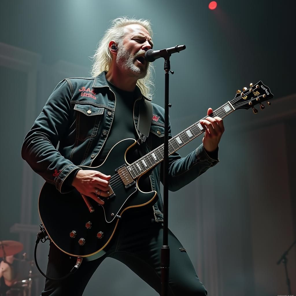James Hetfield Performing Live, Gritty Stage Aesthetic