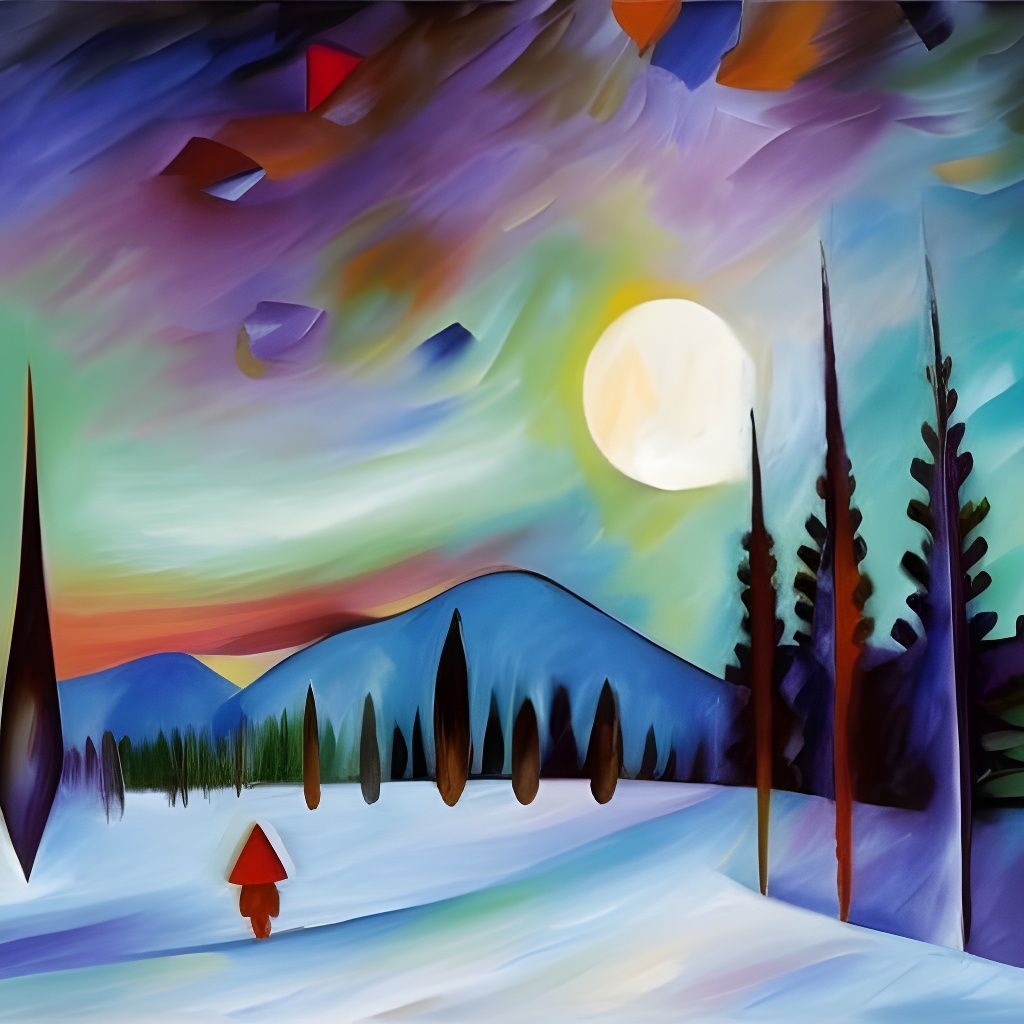 Valley Run Under Northern Lights, Abstract Art