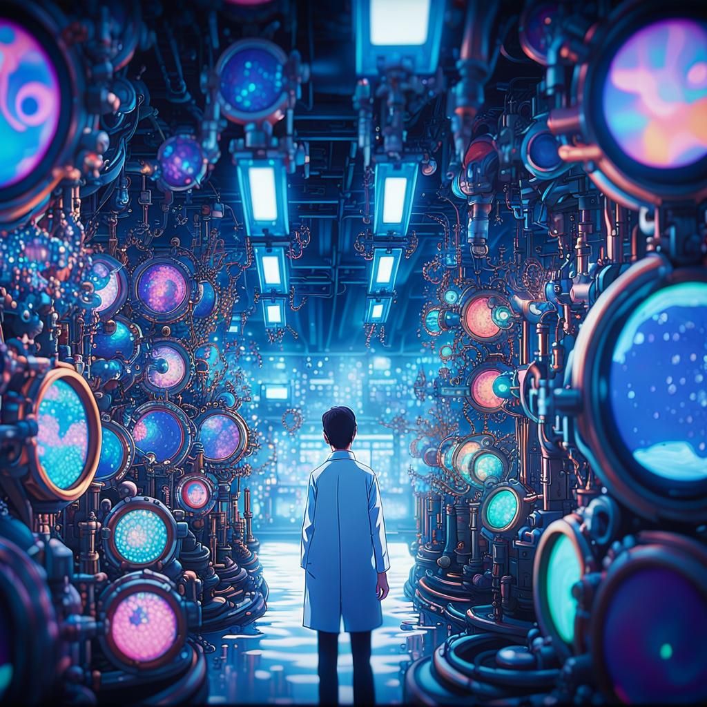 Underwater Research Lab in Vibrant Anime Style