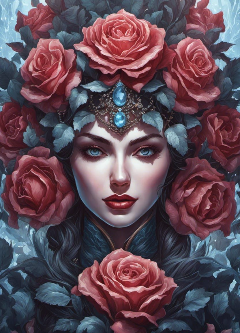 Victorian Werewolf with Roses in Art Nouveau Style