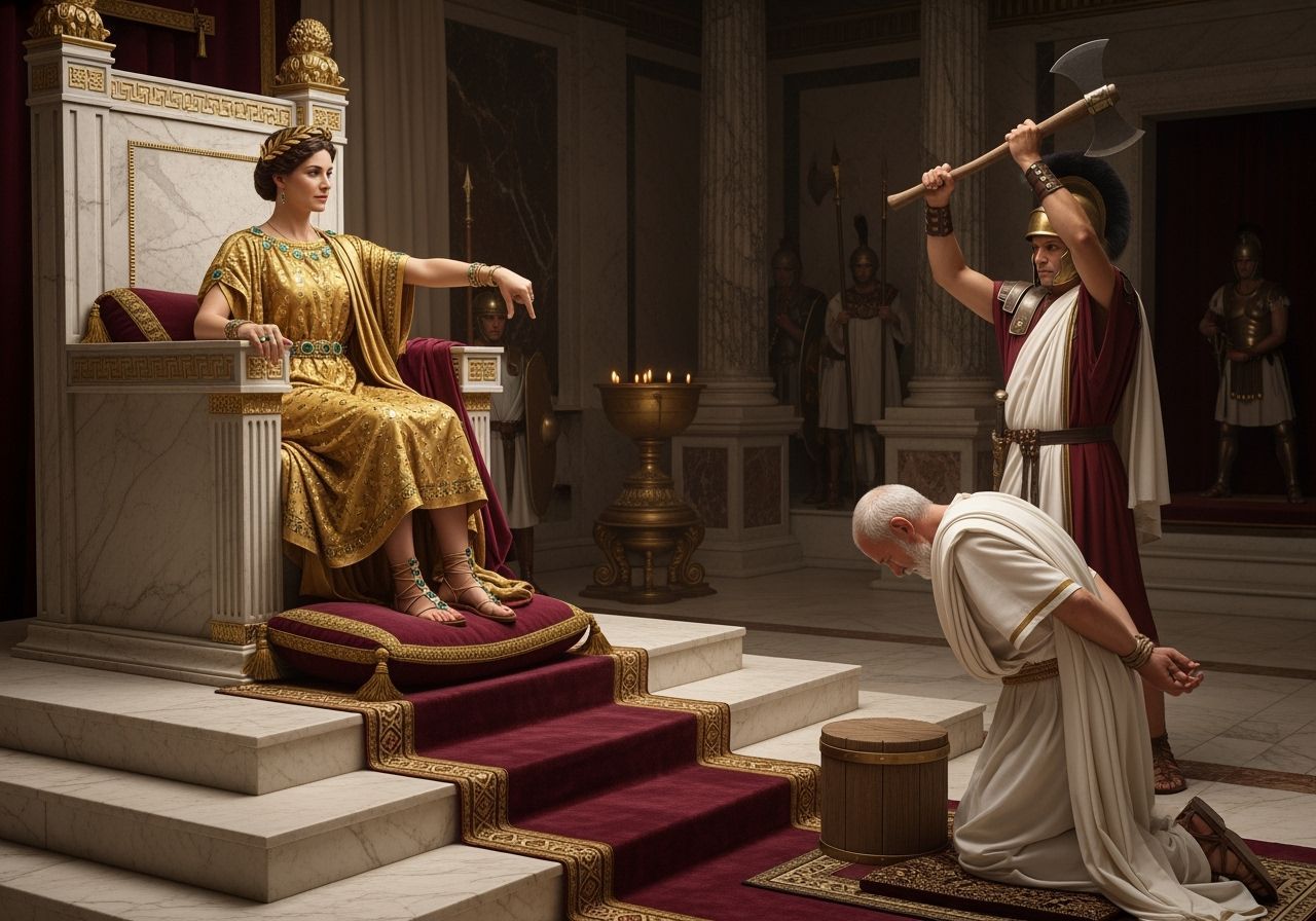 Empress Messalina on Marble Throne in Roman Palace