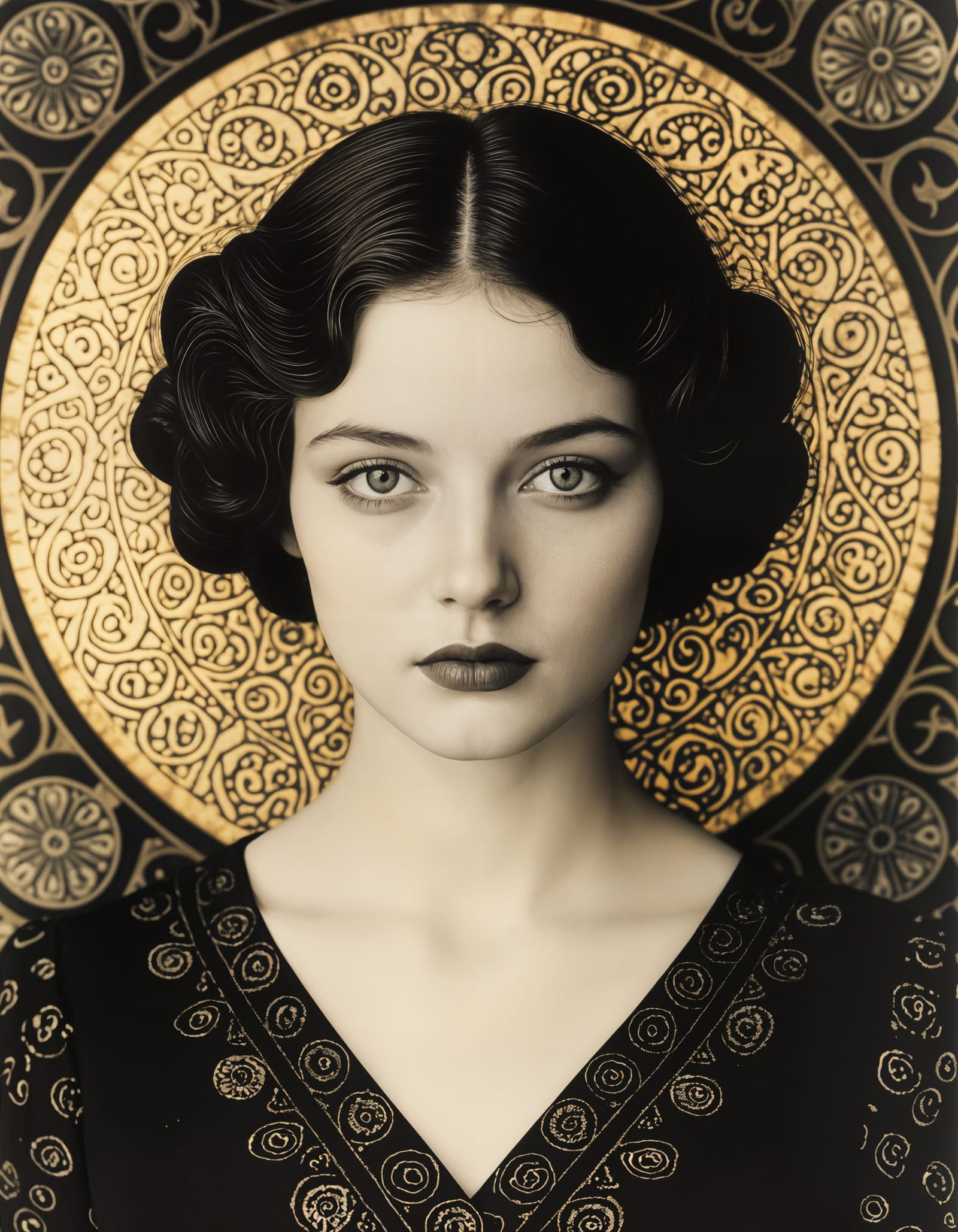 Waist-Up Portrait in Negative Photography Style