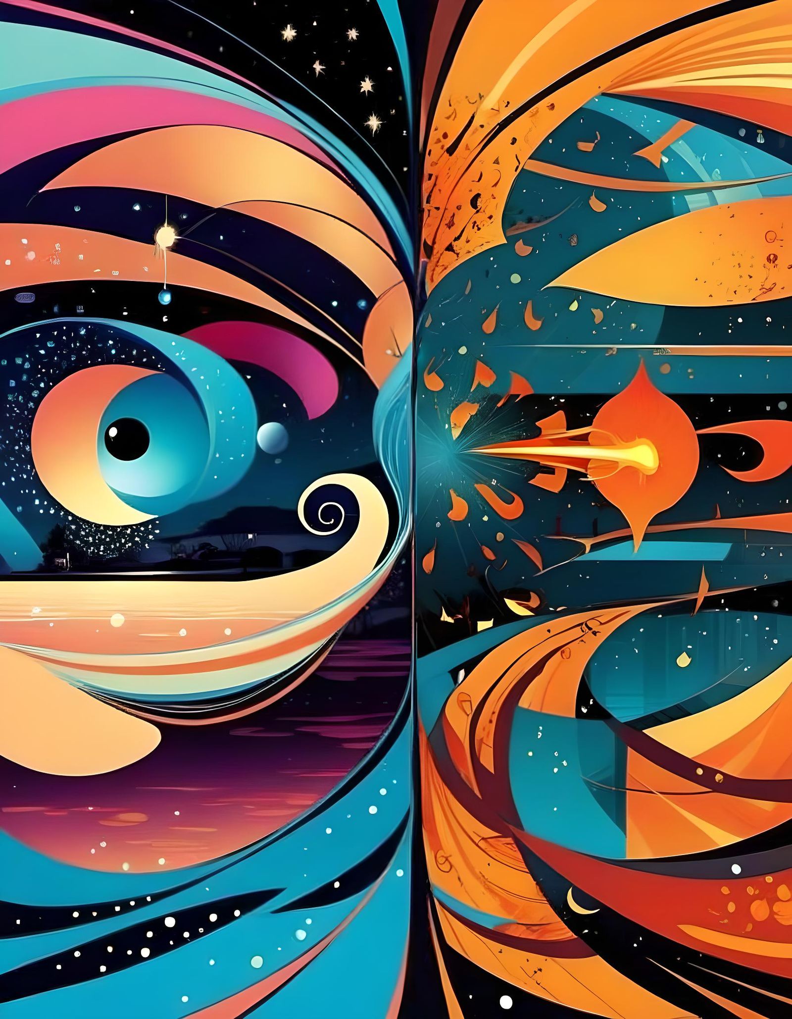 Abstract Fire and Chaos in Web Comic Style