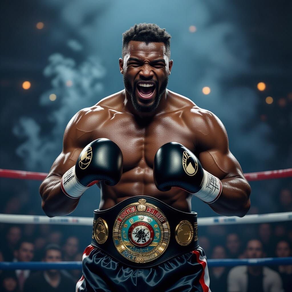 Boxing Champion Victory in Gritty Realism