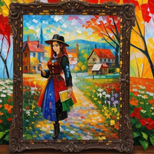 Vibrant Mosaic Patchwork in Expressionist Style