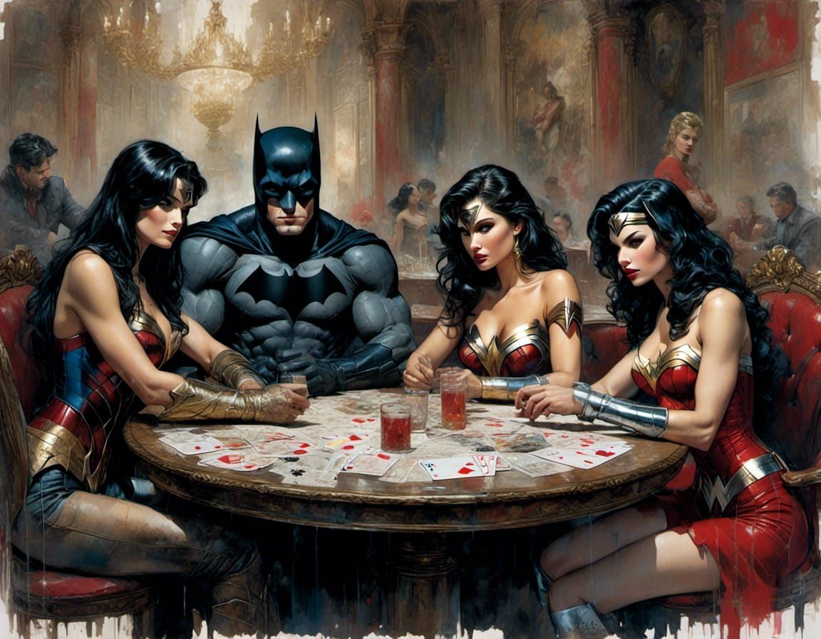 Justice League Poker Night in Luis Royo Style