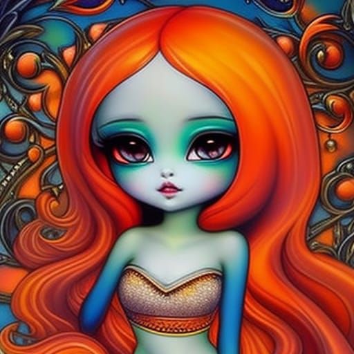 Cute Orange Witch with Pearlescent Finish