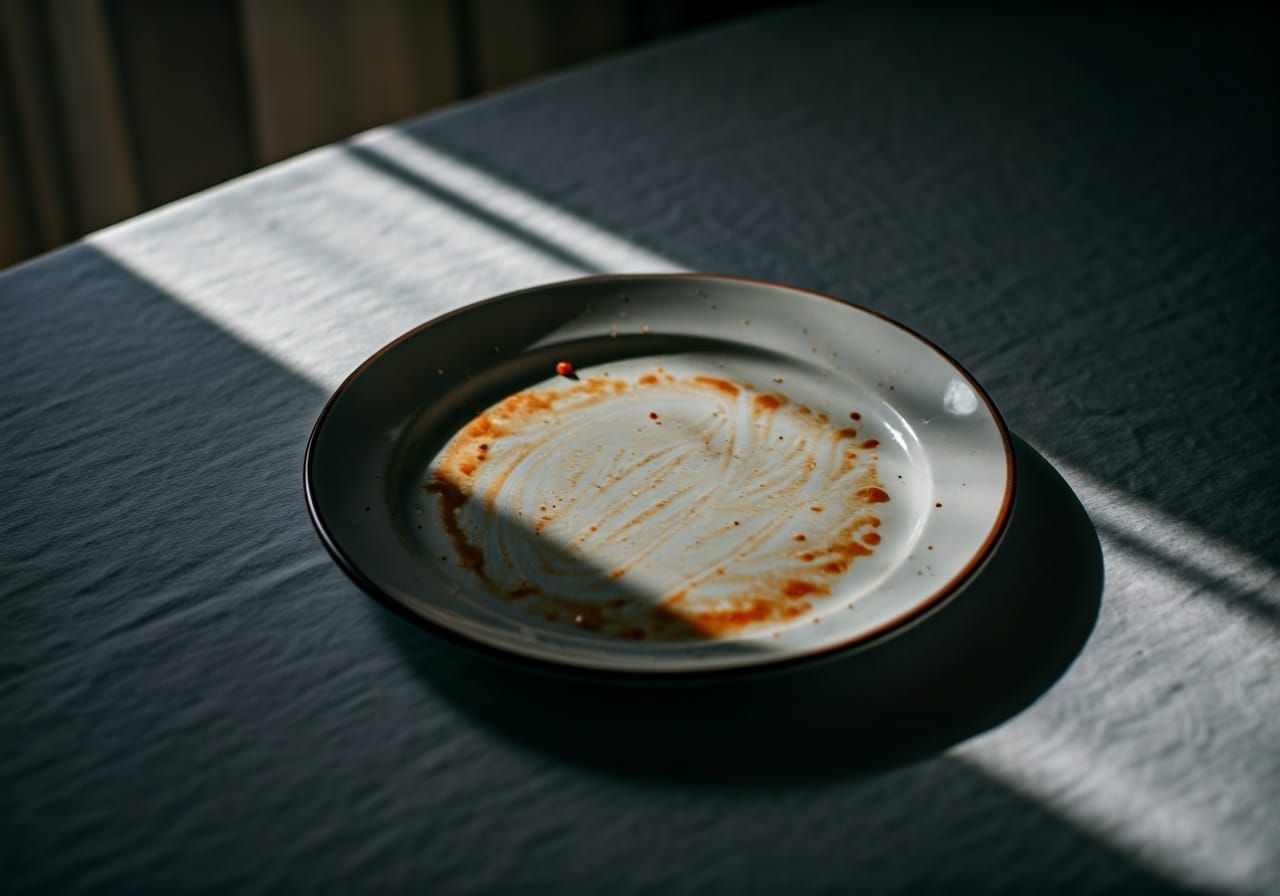 Forgotten Meal: Evocative Minimalism in Light and Shadow