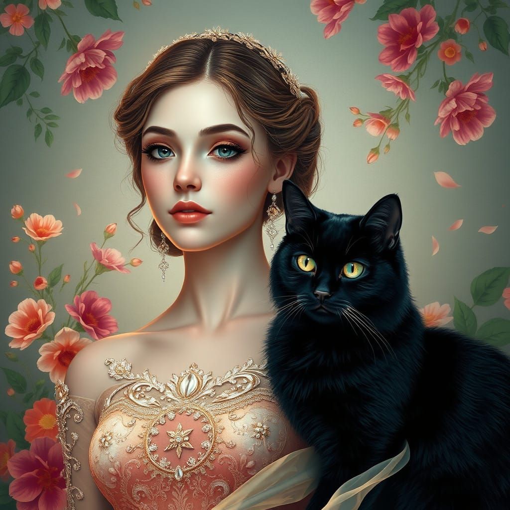 Ethereal Bride in Art Nouveau-Inspired Wedding Gown with Flo...