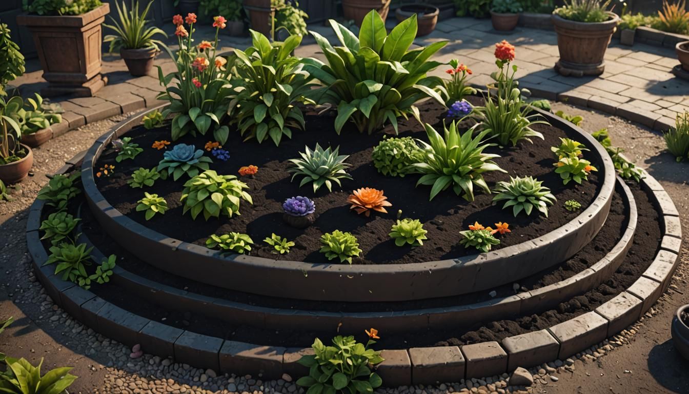 Empty Garden Planter in 3D Cinematic Style