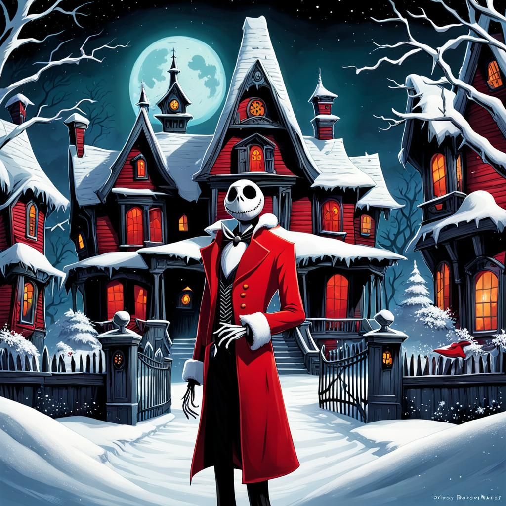 Jack Skellington as Santa in Comic Book Art