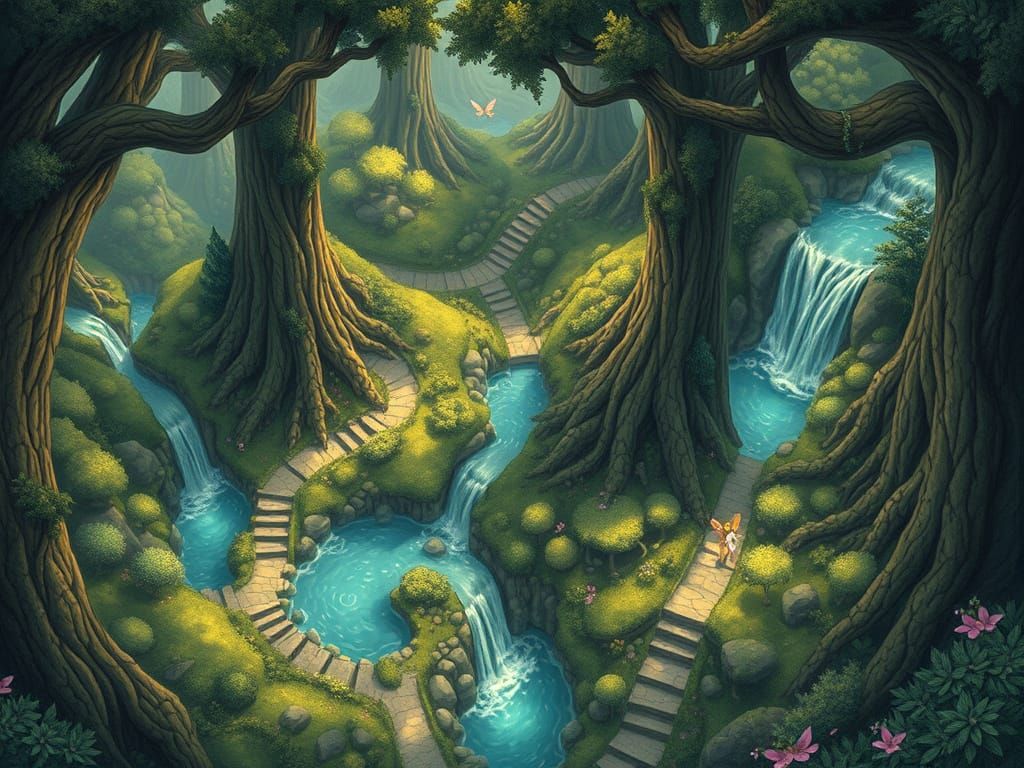 Enchanted Forest: Bird's Eye View in Fantasy Illustration St...
