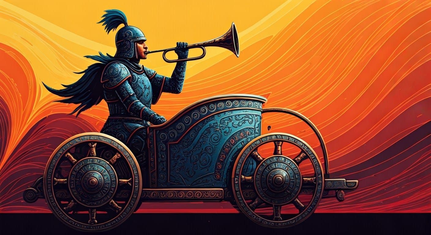 Warrior in Grand Chariot Ride, Inspired by Ancient Heritage
