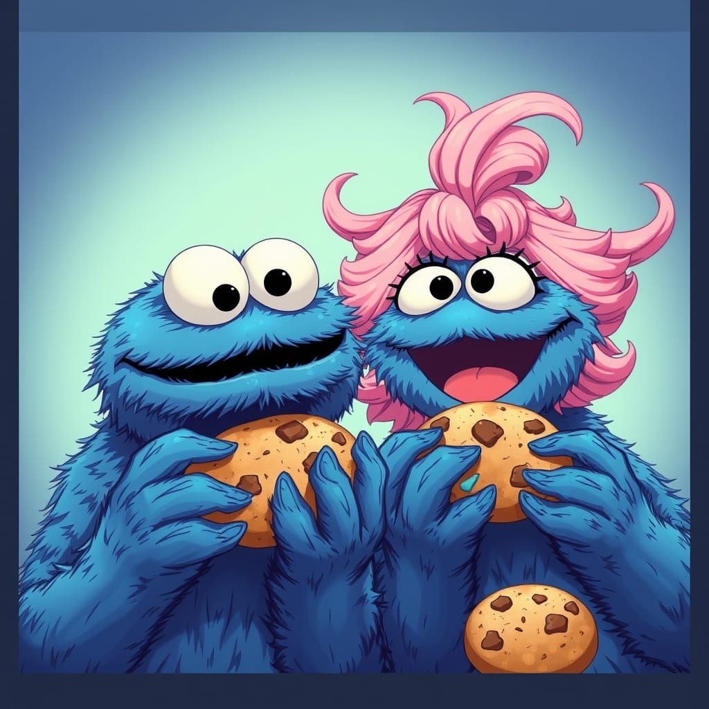 Anime-Style Cookie Monsters Devour Cookies with Glee