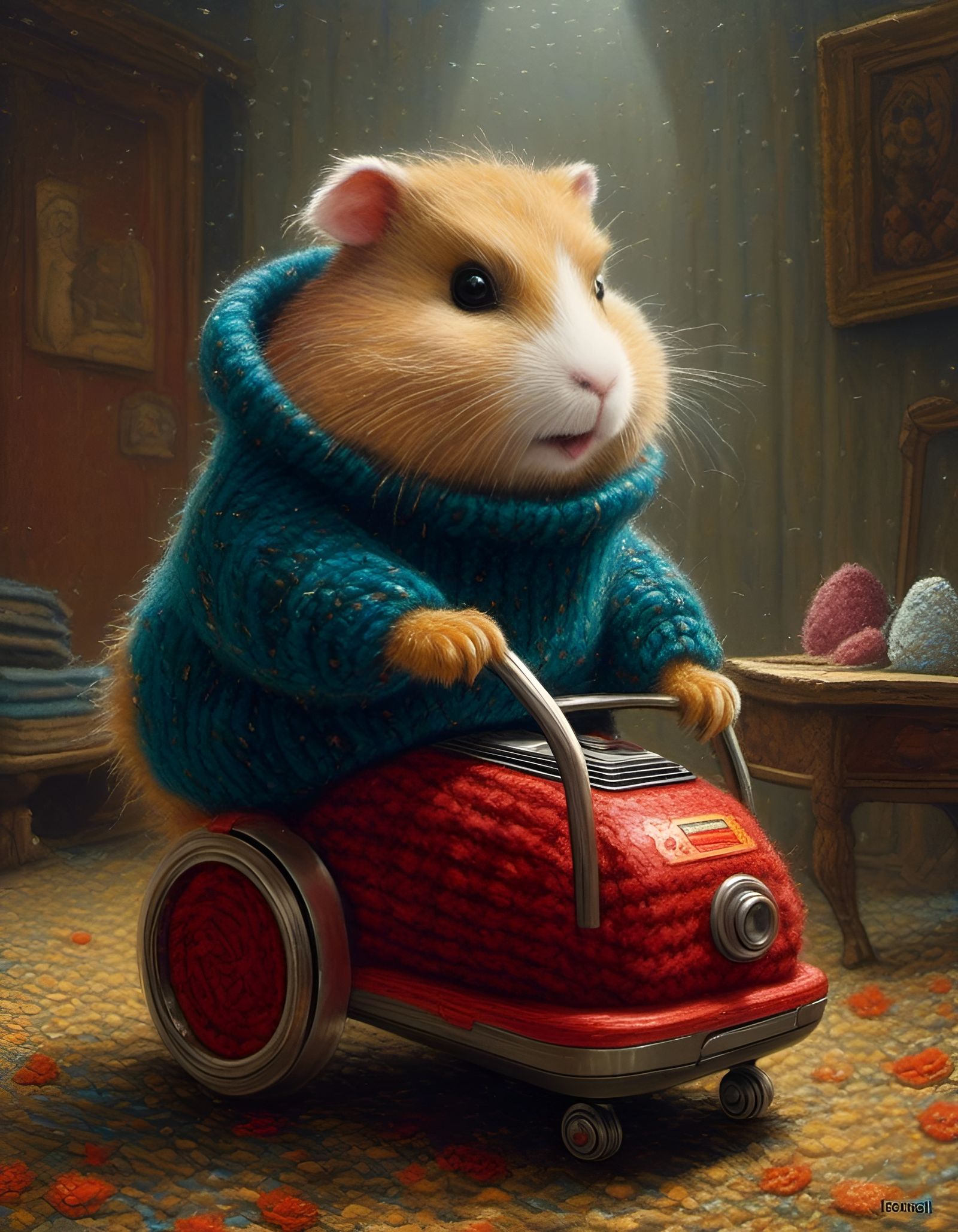 Robot vacuum cleaner, hamster edition. π