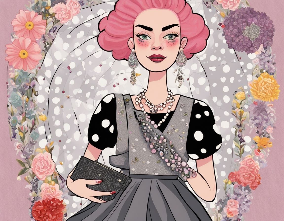 Nickelodeon Cartoon Character in Whimsical Floral Style