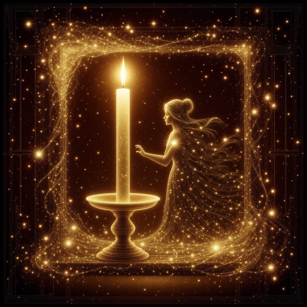 Elegant Candlelight in Art Nouveau Celestial Frame