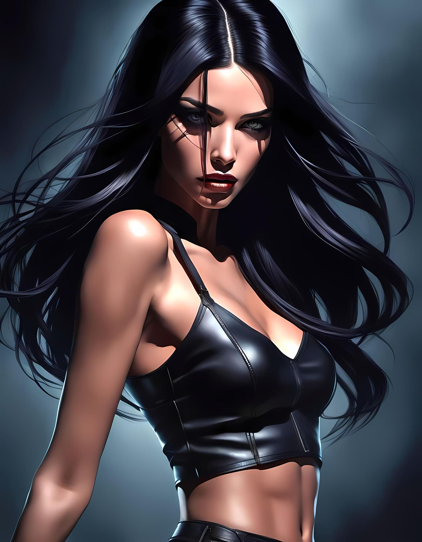 Dynamic Portrait in 3D Digital Street Art Style