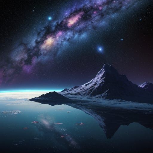 Astronaut Drifting in Cosmic Galaxy, 3D Anime Art