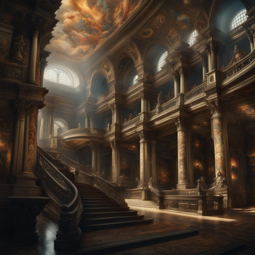 Epic Museum Interior: Dramatic Digital Matte Painting