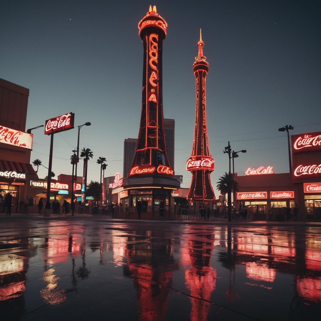 Coca Cola Tower in Las Vegas at Dusk