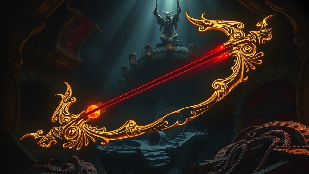 Mystical Golden Bow in Dark Dungeon