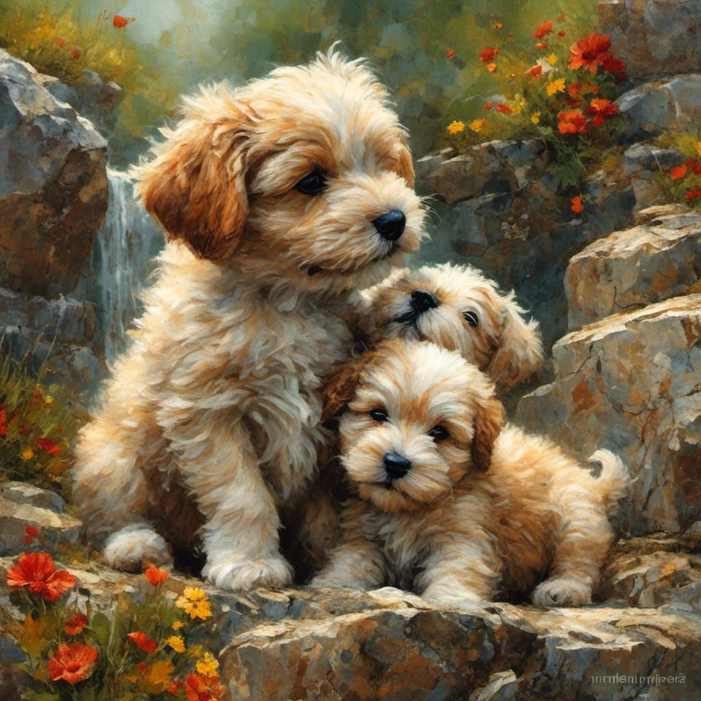 Two Puppies Playing