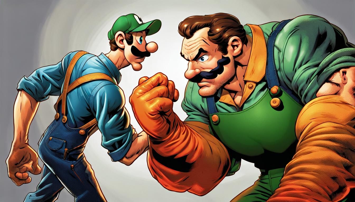 Comic Book Masterpiece of Luigi Faced with Gritty's Malevole...