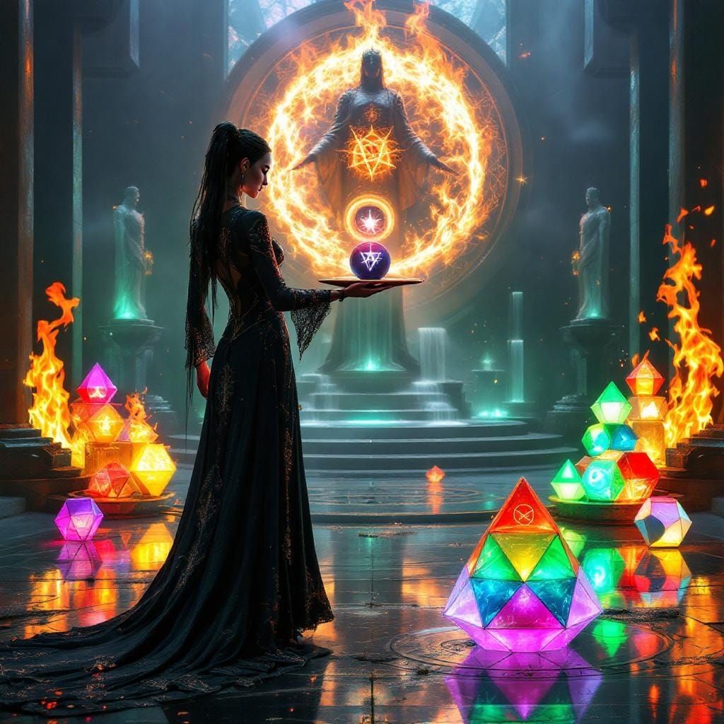 Cyberpunk Sorceress with Balancing Scale