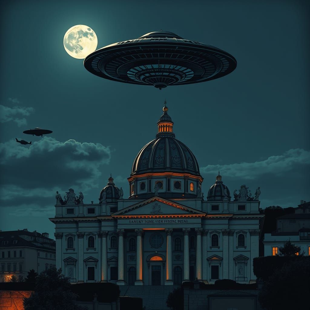 UFO over Vatican: Graphic Novel Renaissance Style