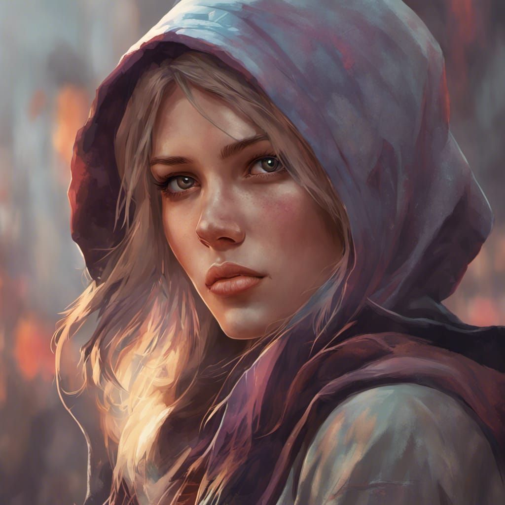 Hyperdetailed Portrait of Girl in Hoodie