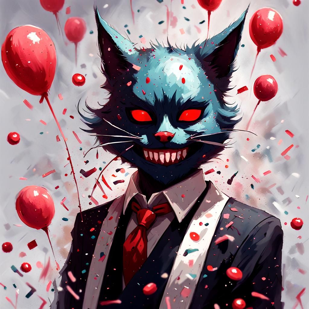 Furry Cat Villain with Oni Mask and Sprinkles