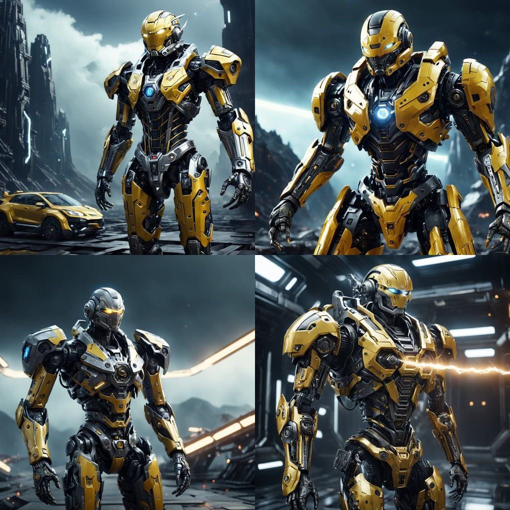 Android Warrior in Cybernetic Armor Unleashes Lightning in C...