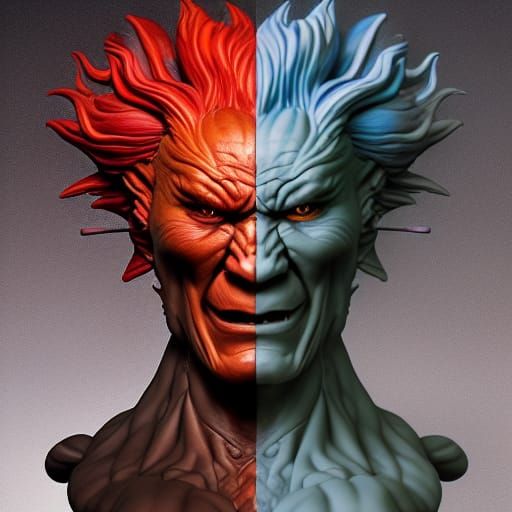 Akuma Hyperdetailed Digital Illustration in Autumn Colors