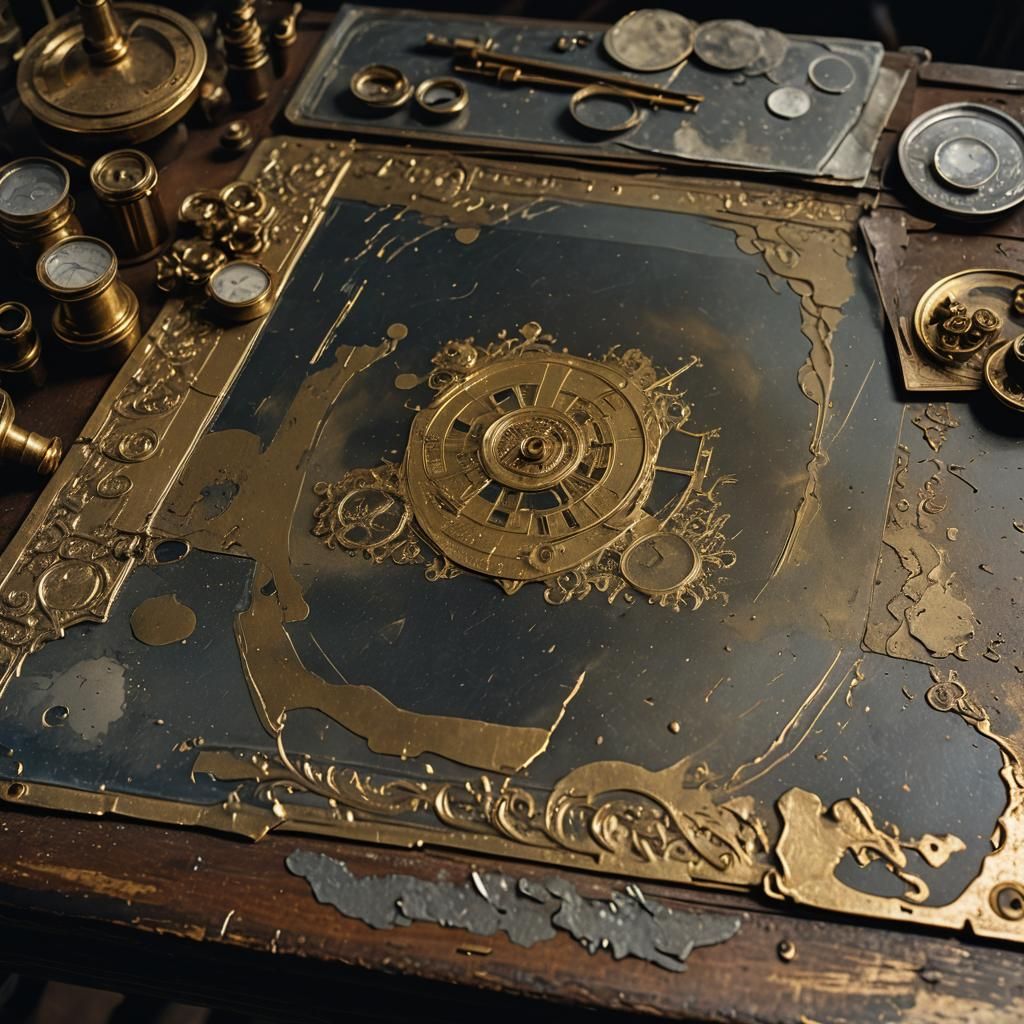 Golden Fingerprint on Antique Slide in Paris