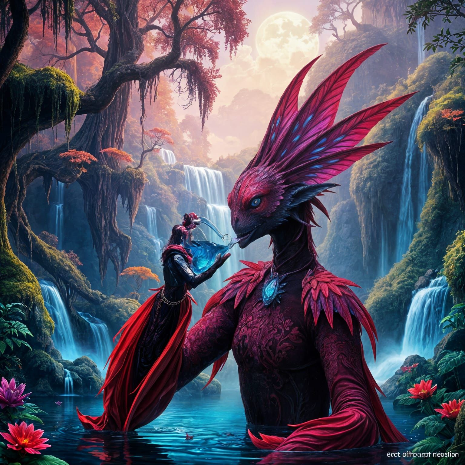 Mystical Jungle Nymph in Vibrant, Dreamlike Landscapes
