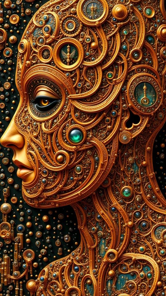 Intricate Celtic Mask in Quantum Art Style