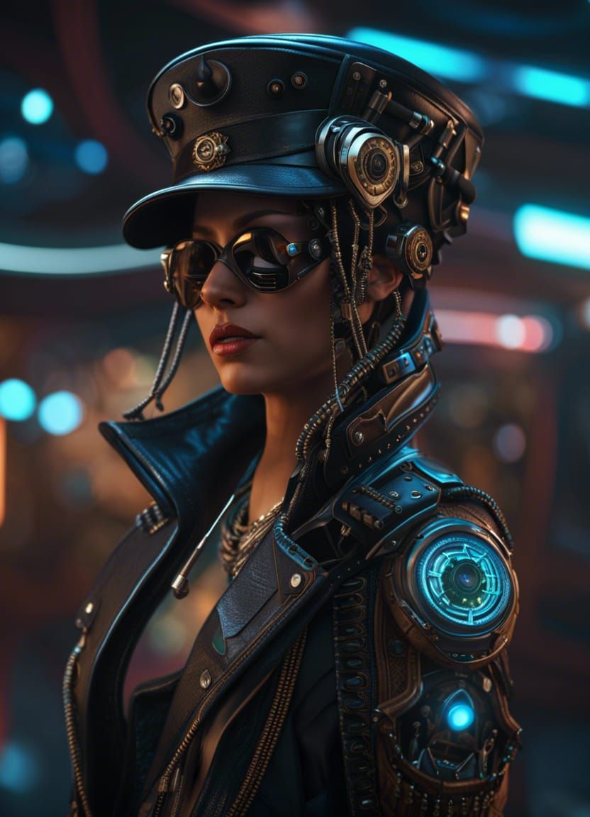Cyberpunk Pirate with Cybernetic Eye in Space