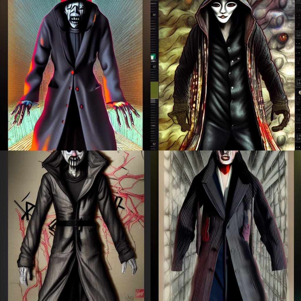 Creepy Man in Trench Coat: Junji Ito Style