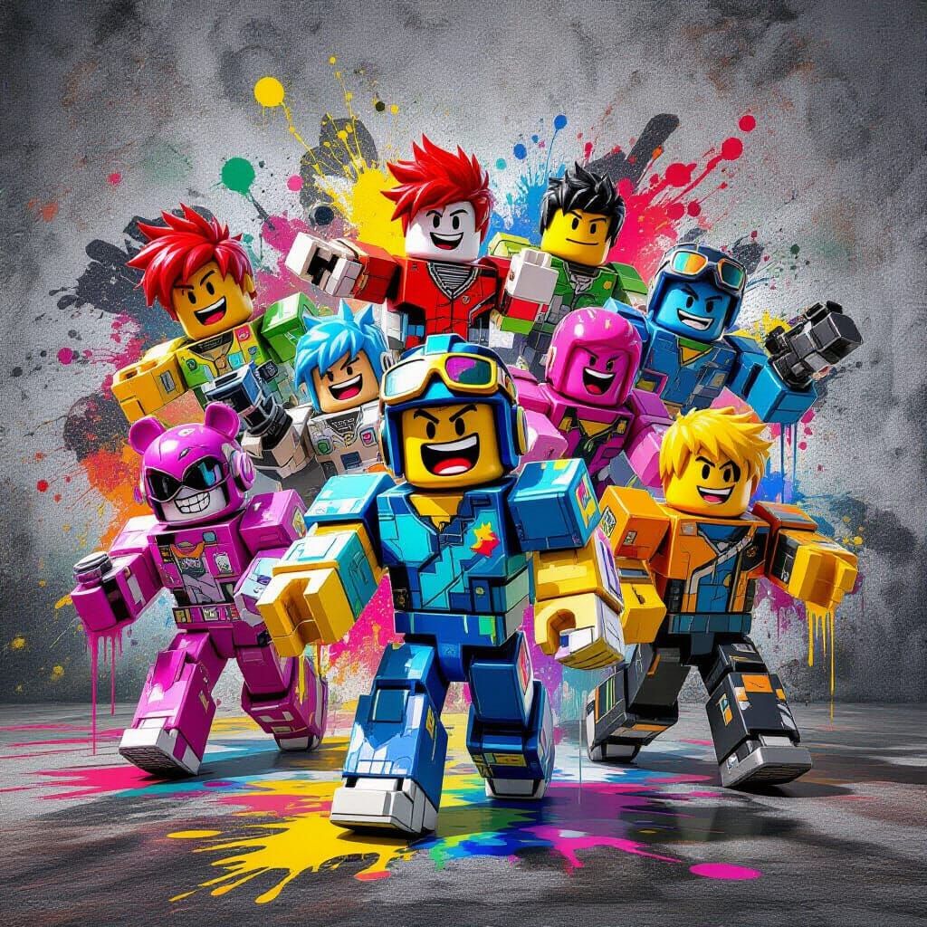 Roblox Characters in Dynamic Graffiti Art Style