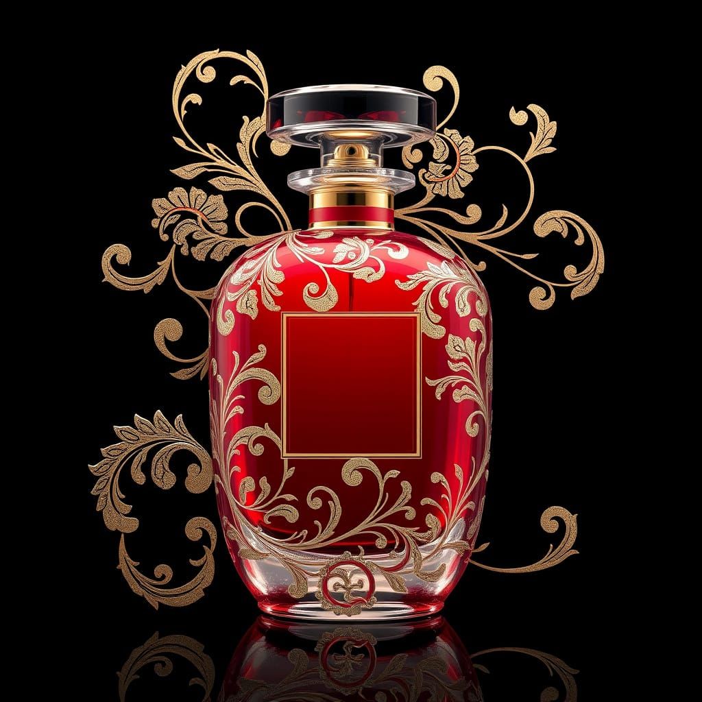 Elegant Victorian-Style Perfume Bottle with Paisley Pattern