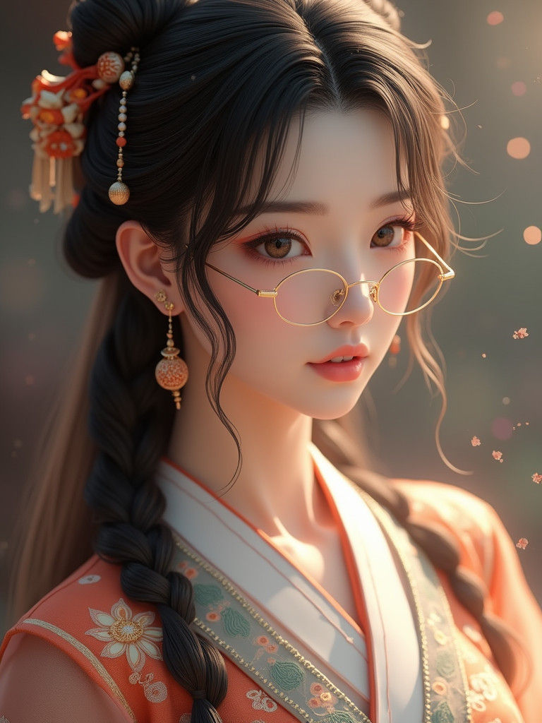 Oriental Beauty: Hyperrealistic Portrait in 3D Anime Style