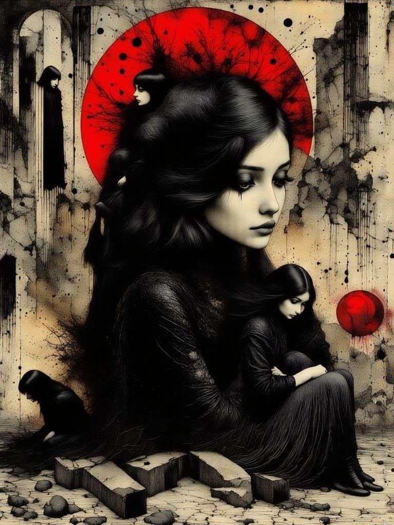 Surreal Gothic Portrait of Melancholic Woman