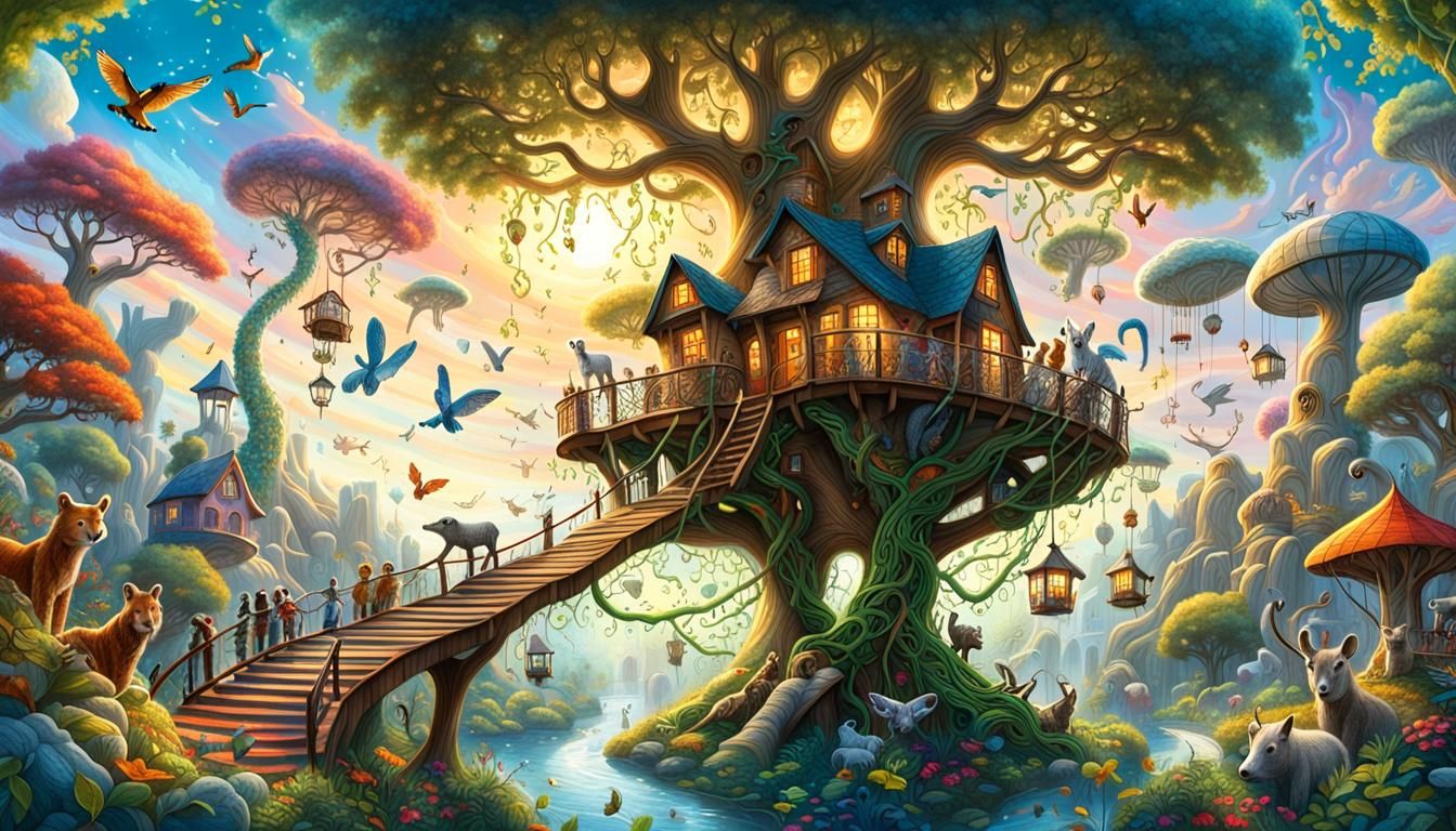 Vibrant Zoo in Whimsical Doodle Art Style