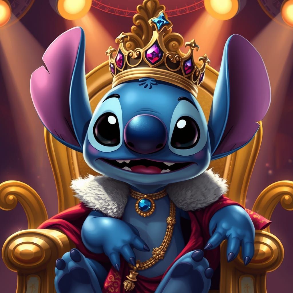 Stitch as a Royal King in Opulent Attire