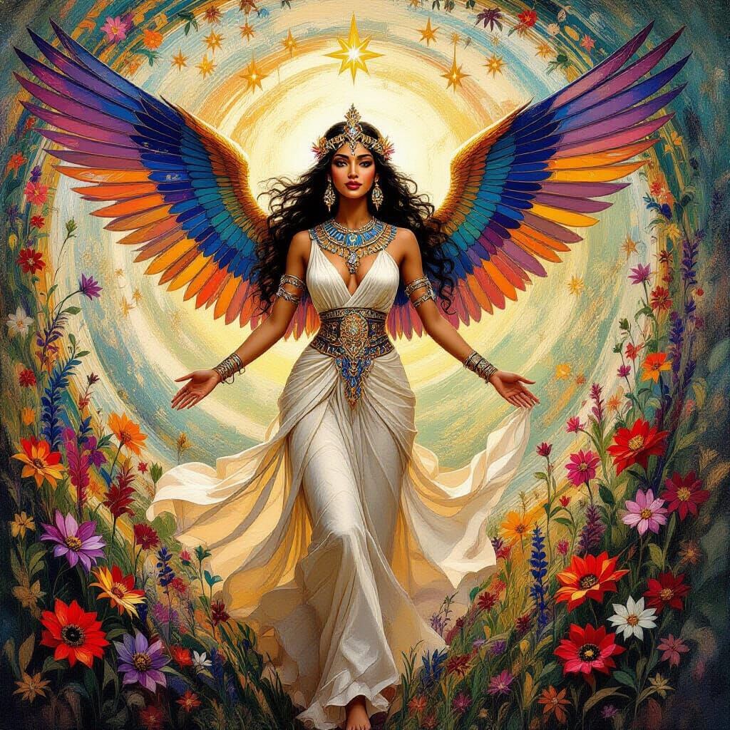 Ishtar, Queen of Heaven and Earth, in Expressionist Style