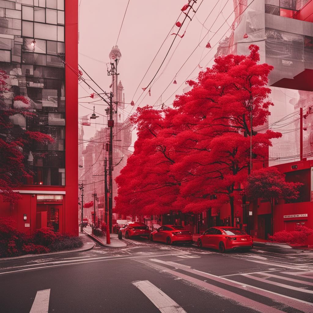 Vibrant Red Aesthetic Abstract Art