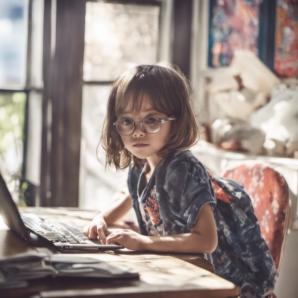 Girl Sleeping at Desk in Bedroom: Hyperrealistic Photo