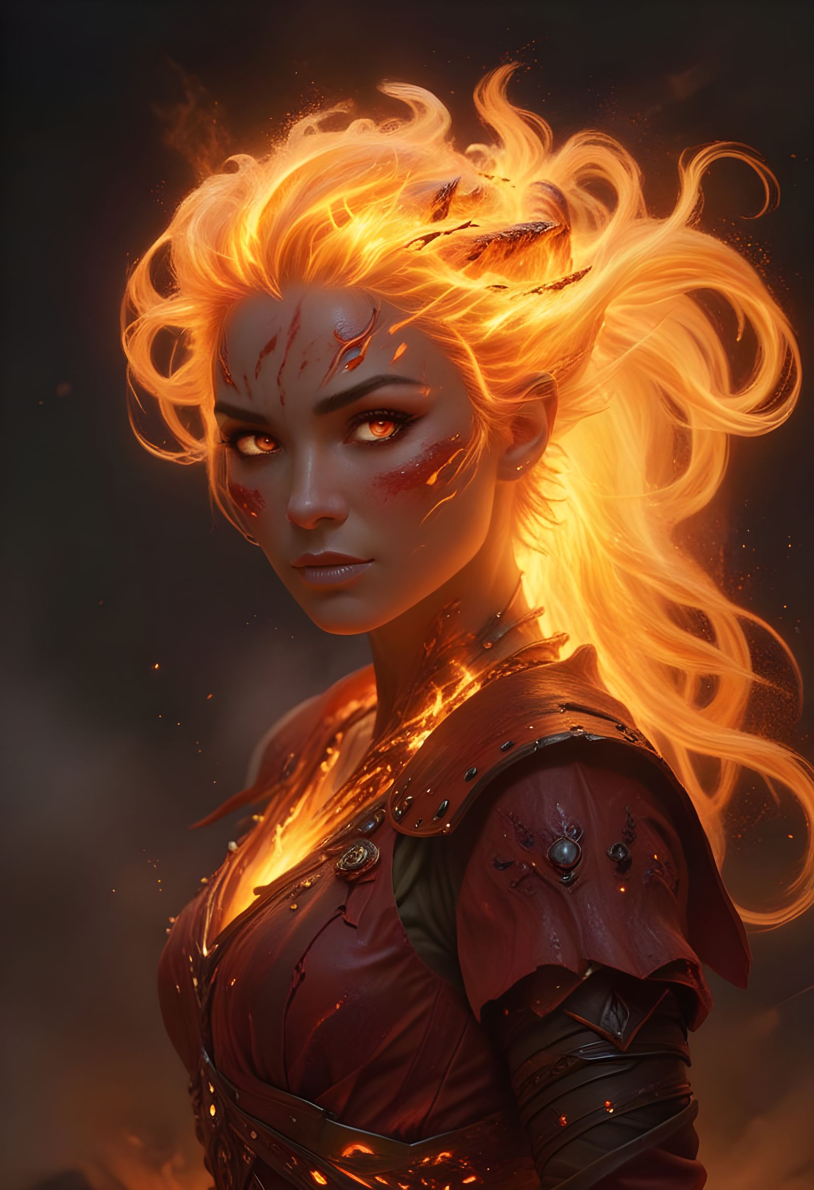 Fiery D&D Ranger in Desert Landscape